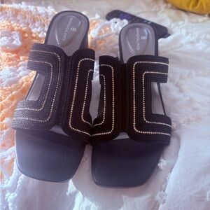 Black Beaded Sandals by bandalino